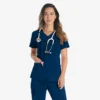 Blusa de trabajo con cuello en V Eds Essentials para mujer