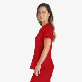 Blusa de trabajo con cuello en V Eds Essentials para mujer