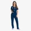 Blusa de trabajo con cuello en V Eds Essentials para mujer