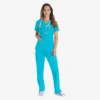 Blusa de trabajo con cuello en V Eds Essentials para mujer