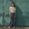 Camisa de trabajo corta con parche bordado para mujer Camisa de trabajo corta con parche bordado para mujer