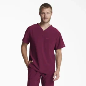 Camisa de trabajo de cuello en V para hombre Eds Essentials, con cuello que se puede meter por dentro