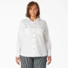 Camisa de trabajo de manga larga con lengüeta enrollable para mujer tallas grandes