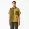Camisa de trabajo de pantalón corto con botones de sarga