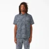 Camisa de trabajo de pantalón corto con botones de sarga