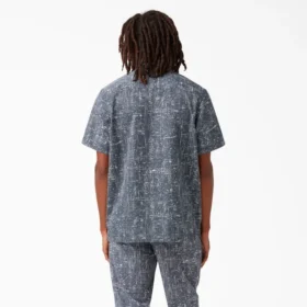 Camisa de trabajo de pantalón corto con botones de sarga