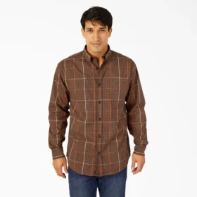 Camisas de cuadros de manga larga con corte holgado Flex