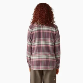 Camisas de franela a cuadros de manga larga para mujer