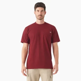 Camisas de manga corta con bolsillo de tejido de punto de peso pesado jaspeado Camisas de manga corta con bolsillo de tejido de punto de peso pesado jaspeado
