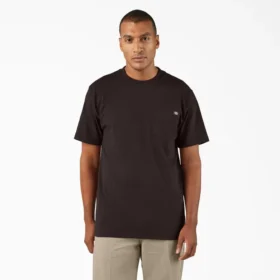 Camisas de manga corta con bolsillo de tejido de punto de peso pesado jaspeado Camisas de manga corta con bolsillo de tejido de punto de peso pesado jaspeado