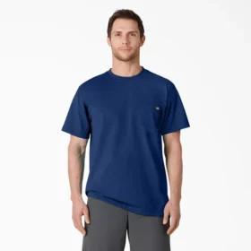 Camisas de manga corta con bolsillo de tejido de punto de peso pesado jaspeado