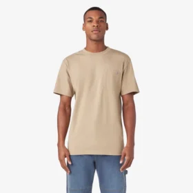 Camisas de manga corta con bolsillo de tejido de punto de peso pesado jaspeado Camisas de manga corta con bolsillo de tejido de punto de peso pesado jaspeado