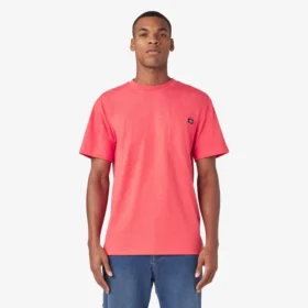 Camisas de manga corta con bolsillo de tejido de punto de peso pesado jaspeado Camisas de manga corta con bolsillo de tejido de punto de peso pesado jaspeado