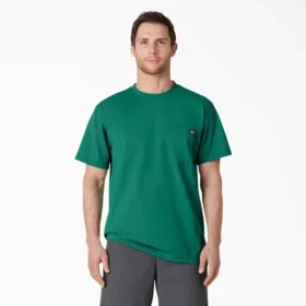 Camisas de manga corta con bolsillo de tejido de punto de peso pesado jaspeado Camisas de manga corta con bolsillo de tejido de punto de peso pesado jaspeado