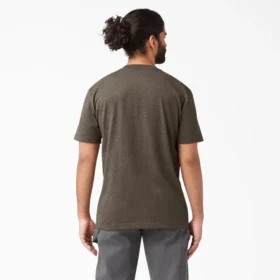 Camisas de manga corta con bolsillo de tejido de punto de peso pesado jaspeado Camisas de manga corta con bolsillo de tejido de punto de peso pesado jaspeado