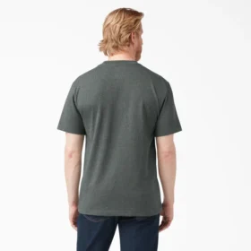 Camisas de manga corta con bolsillo de tejido de punto de peso pesado jaspeado Camisas de manga corta con bolsillo de tejido de punto de peso pesado jaspeado