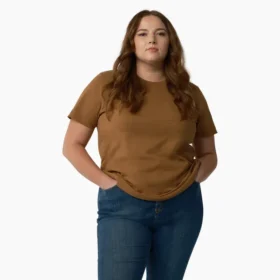 Camisas de manga corta con bolsillo para mujer, talla grande, tejido grueso