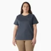 Camisas de manga corta con bolsillo para mujer, talla grande, tejido grueso