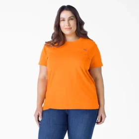 Camisas de manga corta con bolsillo para mujer, talla grande, tejido grueso