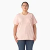 Camisas de manga corta con bolsillo para mujer, talla grande, tejido grueso