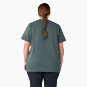 Camisas de manga corta con bolsillo para mujer, talla grande, tejido grueso