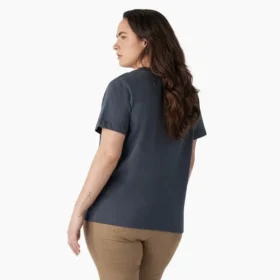 Camisas de manga corta con bolsillo para mujer, talla grande, tejido grueso