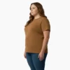 Camisas de manga corta con bolsillo para mujer, talla grande, tejido grueso