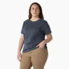 Camisas de manga corta con bolsillo para mujer, talla grande, tejido grueso