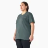 Camisas de manga corta con bolsillo para mujer, talla grande, tejido grueso