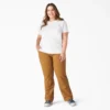 Camisas de manga corta con bolsillo para mujer, talla grande, tejido grueso