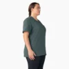 Camisas de manga corta con bolsillo para mujer, talla grande, tejido grueso