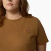 Camisas de manga corta con bolsillo para mujer, talla grande, tejido grueso