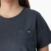 Camisas de manga corta con bolsillo para mujer, talla grande, tejido grueso