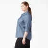 Camisas de trabajo de chambray con lengüetas para remangar para mujer tallas grandes