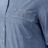 Camisas de trabajo de chambray con lengüetas para remangar para mujer tallas grandes