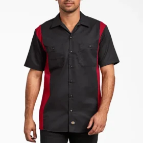 Camisas de trabajo de manga corta en dos tonos Camisas de trabajo de manga corta en dos tonos