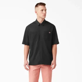 Camisas de trabajo de pantalones cortos con cremallera frontal y mezcla de tejidos