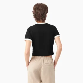 Camiseta corta con cuello redondo y ribete para mujer Lewistown
