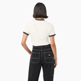 Camiseta corta con cuello redondo y ribete para mujer Lewistown