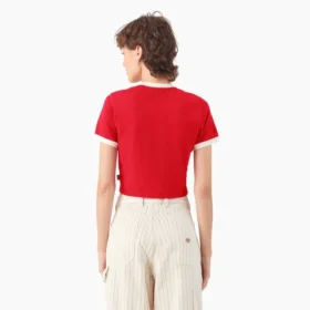Camiseta corta con cuello redondo y ribete para mujer Lewistown