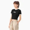 Camiseta corta con cuello redondo y ribete para mujer Lewistown Camiseta corta con cuello redondo y ribete para mujer Lewistown