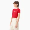 Camiseta corta con cuello redondo y ribete para mujer Lewistown Camiseta corta con cuello redondo y ribete para mujer Lewistown