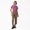 Camiseta corta de mujer con rayas y bolsillo Camiseta corta de mujer con rayas y bolsillo