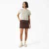 Camiseta corta de mujer con rayas y bolsillo Camiseta corta de mujer con rayas y bolsillo