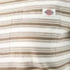 Camiseta corta de mujer con rayas y bolsillo Camiseta corta de mujer con rayas y bolsillo
