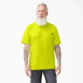Camiseta de manga corta con bolsillo, de tejido grueso y color neón