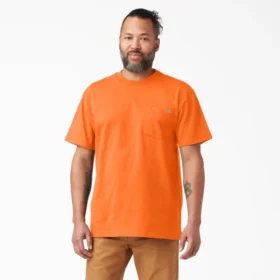 Camiseta de manga corta con bolsillo, de tejido grueso y color neón