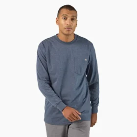 Camiseta de manga larga con bolsillo, de tejido grueso jaspeado