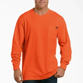 Camiseta de manga larga con bolsillo, de tejido grueso y colores neón