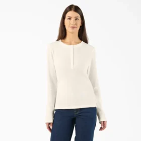 Camiseta Henley de cuello redondo para mujer